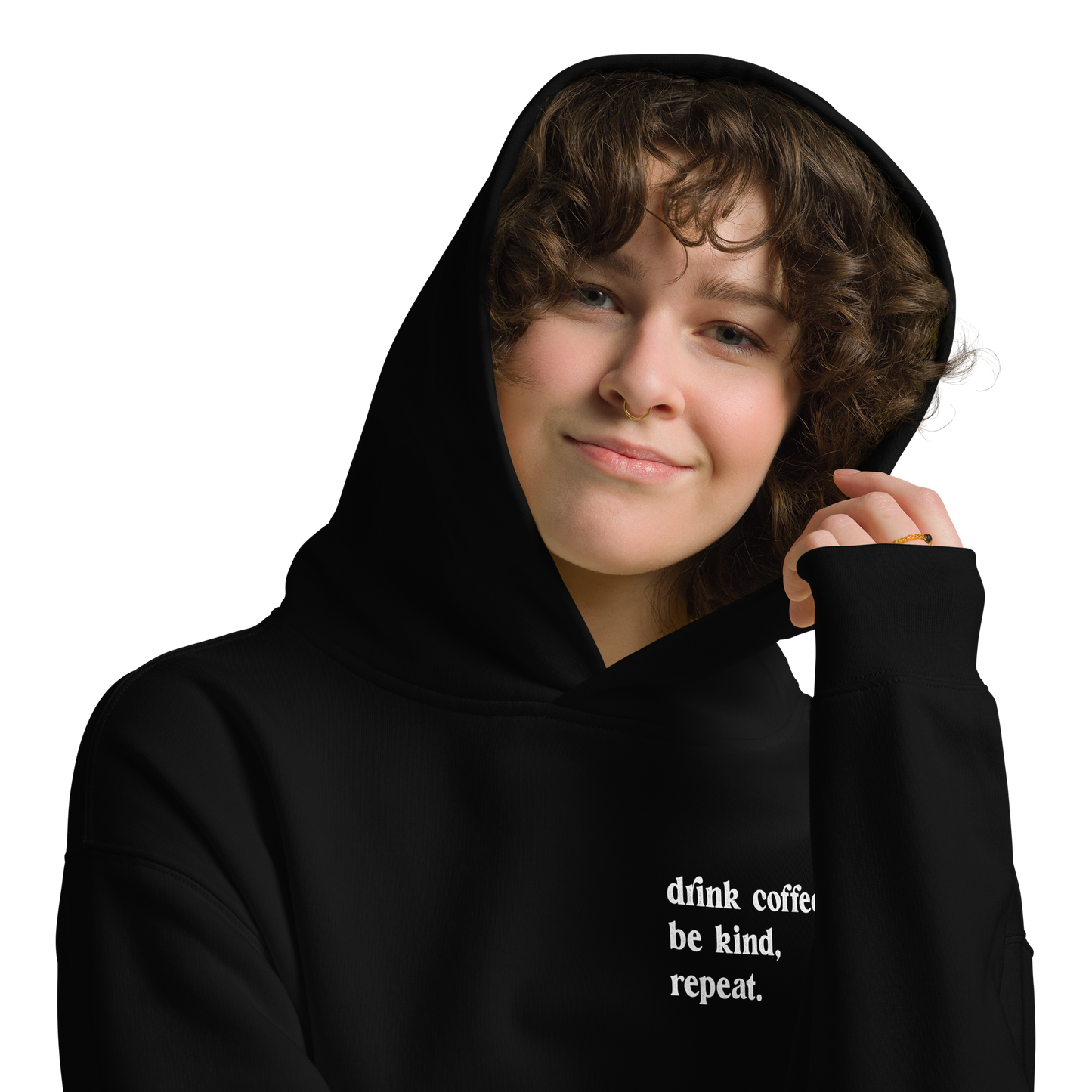 Drink Coffee, Be Kind, Repeat - Premium Oversized Hoodie